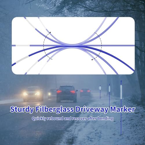 Growsun Driveway Marker 48 inch Blue Fiberglass 5/16 inch Dia Snow Fence Reflective Plow Stakes for Yard Walkways Parking Lots Safety Rods Edge, 25 Pack - Image 3