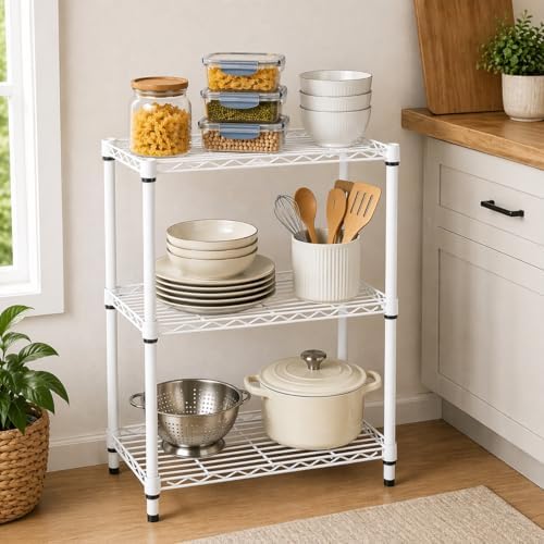 Honey-Can-Do 3-Tier White Wire Shelf, NSF, 250 lb/Shelf, 14x24x30 in - Image 2