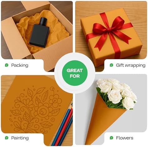 48" x 1200" (100 ft) Orange Kraft Paper Roll, Pack of 4 - USA-Made Quality Craft Paper for Gift Wrapping, Kids' Arts & Crafts, School Projects - 100% Recycled, 50 lb Natural Material by IDL Packaging - Image 6