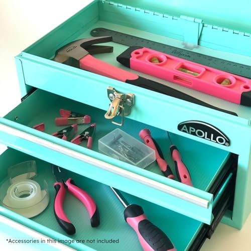 Apollo Tools 14 Inch Steel Tool Box, Aqua Green DT5010-GR - Image 4