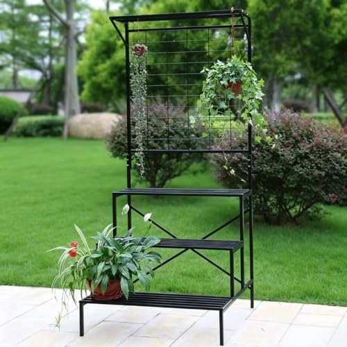 Zhongma 3 Tier Large Heavy Duty Plant Stand with Hanging Plant pot shelf, 35.43 x 33.27 x 78.74, Tall multi layer Plant Holder for Home, Garden, Each Tier: 35.43 L x 10.5W, Easy to Hold Large Plant - Image 2