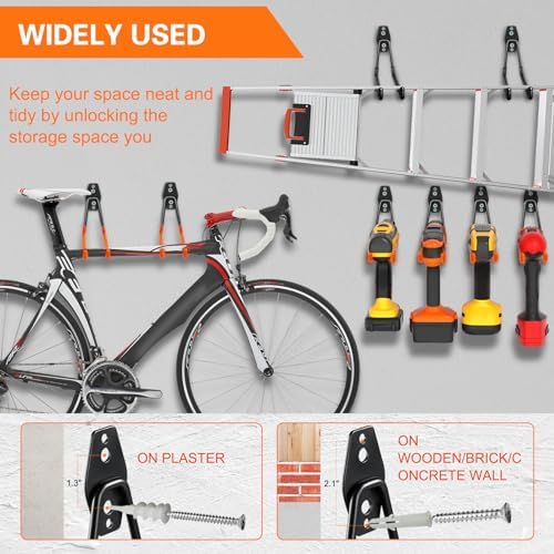 HUPBIPY 12 Pack Garage Hooks Heavy Duty, Wall Mount Ladder Hooks - Image 4