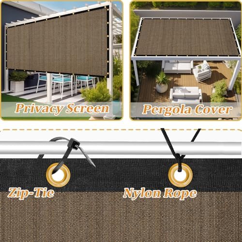 Shade&Beyond Customized Size 8' X 16' Shade Cloth with Grommets, 90% UV Protection UV Protection Mesh Tarp Sun Screens for Patio GN01, Mocha - Image 4