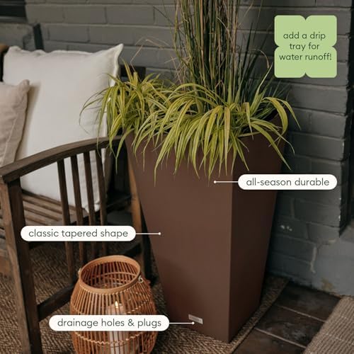 Veradek V-Resin Indoor/Outdoor Taper Planter, 2-Pack (26 inch, Espresso) - Image 5