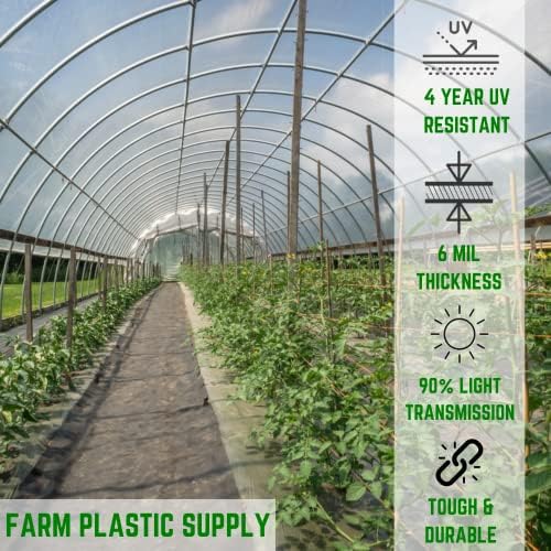 Farm Plastic Supply - Clear Greenhouse Plastic Sheeting - 6 mil - (54' x 80') - 4 Year UV Resistant Polyethylene Greenhouse Film, Hoop House Green House Cover for Gardening, Farming, Agriculture - Image 2