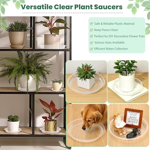 4 Pack 16 17 18 19 20 21 22 in Clear Plastic Plant Saucers for Indoors, Durable Plant Trays for Pots and Plant Water Catcher Tray with No Holes, Reusable Plastic Trays for Plants (19''-4Pack) - Image 4