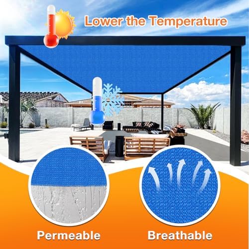 Artpuch Outdoor Pergola Shade Cover 6' X 15' Sun Shade Cloth with Grommets, 90% UV Protection Canopy Patio Privacy Screen (Customized Available) GN107, Blue - Image 4