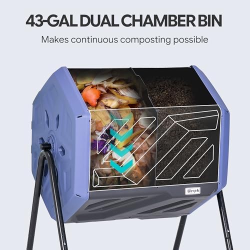 Werph 43 Gallon Outdoor Rotating Compost Bin, Dual Chamber, Purple & Black - Image 5