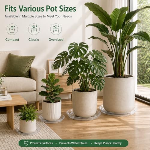 4 Pack 16 17 18 19 20 21 22 in Clear Plastic Plant Saucers for Indoors, Durable Plant Trays for Pots and Plant Water Catcher Tray with No Holes, Reusable Plastic Trays for Plants (19''-4Pack) - Image 5