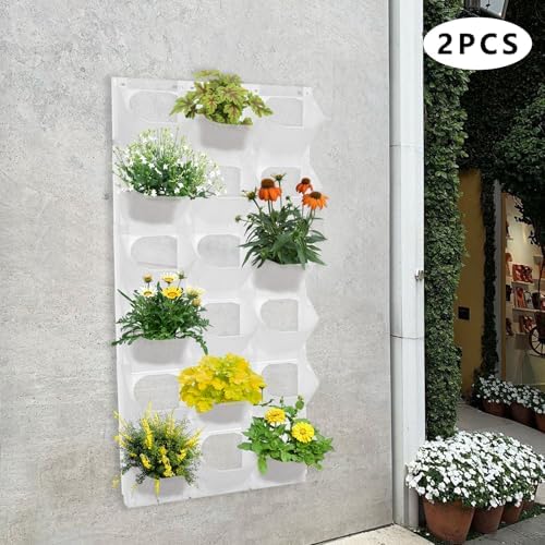 36-Pot Wall Mounted Planter – Vertical Wall Planter with Water Storage Layer, Stackable Flower Pot Holder for Indoor Outdoor Garden Balcony (12 * 3-Pot) (White) - Image 6