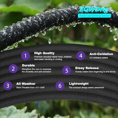 150FT 1/2" Water-Saving Soaker Hose with Solid Brass Connectors, Drip Irrigation Kit for Lawn & Landscaping with Metal Ground Stake & Accessory Kit - Image 4