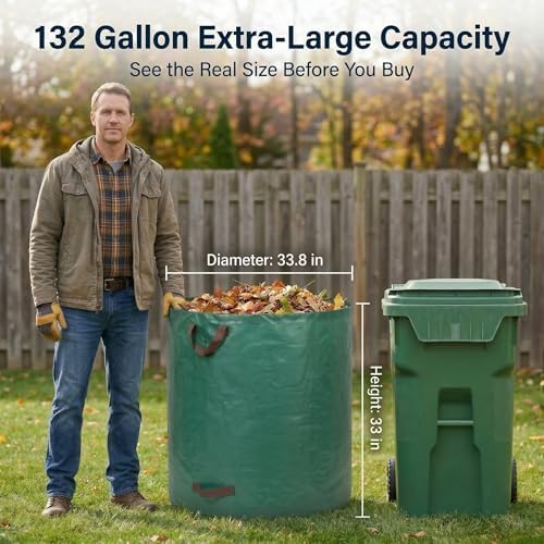 Professional 4-Pack 132 Gallon Gardening Bags for Lawn Yard, Extra Large Reusable Leaf Bags, Waste and Trash Container - Image 2