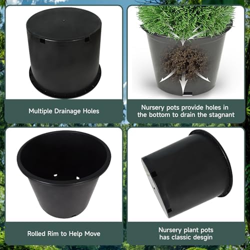 Plant Nursery Pot 7 Gallon Plastic Garden Planter Pots Flower Seedling Injection Molded Container Seed Starting Large Pot Set for Indoor Outdoor Plants Seedlings Vegetables - Image 4