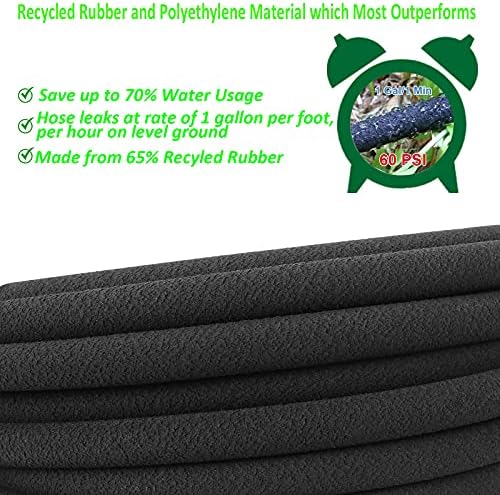 STYDDI Soaker Hose, 1/2" x 75 FT Round Rubber Garden Soaker Hose, Heavy Duty Water Seeper Soaker Hoses for Foundation Watering, Garden Beds, Garden, Lawn and Plants - Image 4