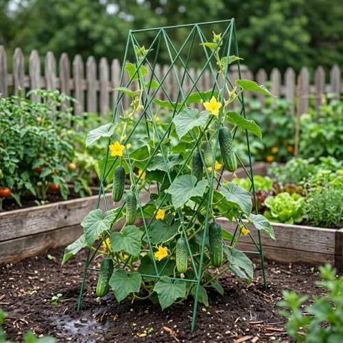 DoCred 39.4" H Cucumber Trellis, 2 Pack Foldable A Frame Garden Trellis - Image 2