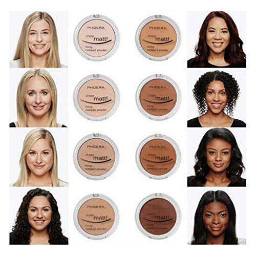 AQUAPURITY - PHOERA Sheer Matte Fixing Powder Makeup Base Fixer Setting Powder Foundation Fixing Compact Pressed Powder Long Lasting Make Up Fixer Skin Vitamin E Beauty Blender (201 Translucent)