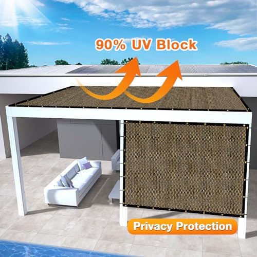 Artpuch Outdoor Pergola Shade Cover 10x10 FT Sun Shade Cloth with Grommets Mocha 90% UV Protection Canopy Patio Privacy Screen (Customized Available) - Image 3