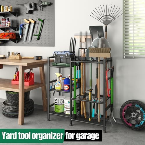 keomaisyto Garden Tool Organizer with Large Hooks, Garage Storage Rack - Image 3