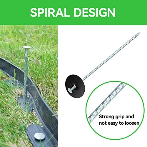 8 Inch Heavy Duty Landscape Stakes with Gasket Caps - 200 Sets Galvanized Spiral Garden Spikes Kit for Securing Weed Barrier Fabric, Artificial Turf, Tent and More - Image 4