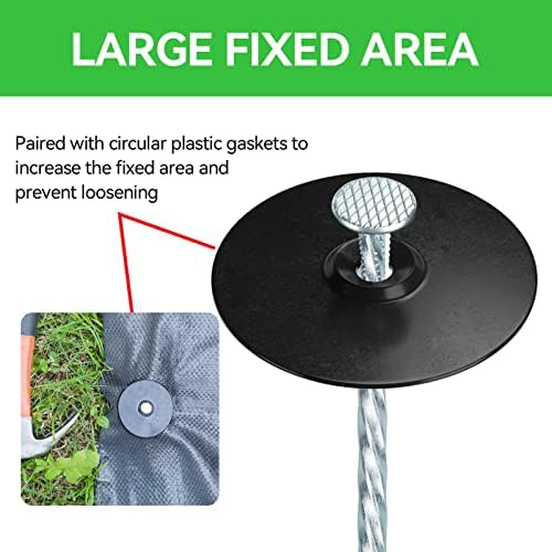 8 Inch Heavy Duty Landscape Stakes with Gasket Caps - 200 Sets Galvanized Spiral Garden Spikes Kit for Securing Weed Barrier Fabric, Artificial Turf, Tent and More - Image 2