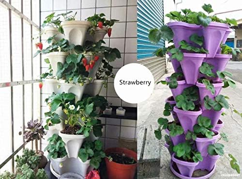 Large Vertical Gardening Stackable Planters-Indoor Outdoor Stacking Flower Pot Tower with Strawberry Seeds and Garden Tool Set and Watering Can-Stackable Pots - Image 3