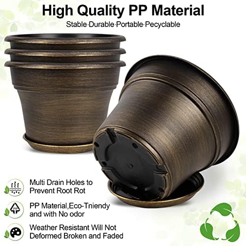 Fodetyff Planters-Plant-Pots-Indoor-Outdoor, 10 inch 4 Pack Gold - Image 5