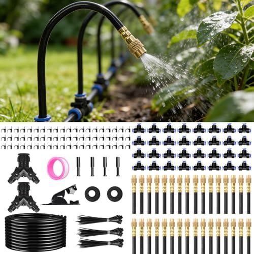 200FT Drip Irrigation System, 2026 Upgrade Garden Watering Kit with 32pcs 360° Adjustable Copper Nozzles, High-Flow DIY Sprinkler System for Large Gardens, Farms, Greenhouses, Lawns (200 ft) by FocusonStarlinkaccessories