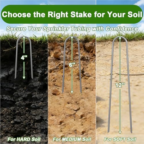 AAGUT U Shaped Garden Stakes 6 Inch, Galvanized Landscape Staples for Tube - Image 3