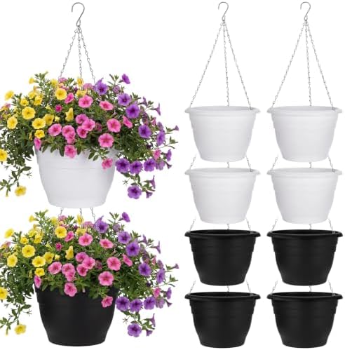 10 Pack Plastic Hanging Planter Bulk 10 Inch Hanging Baskets by Romooa