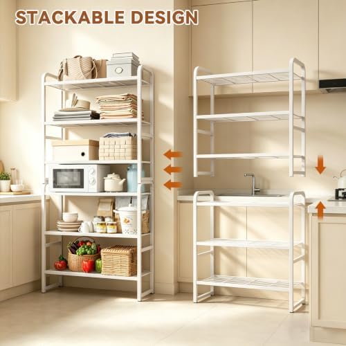 3 Tier Simple Shelf Organizer for Indoor Outdoor, Waterproof Heavy Duty Steel Shelving Unit Plant Stand for Living Room Bathroom Balcony Garden, Easy Assemble, White - Image 5
