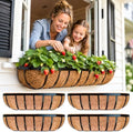 LaLaGreen Flower Wall Planter (24 in, 4 Pack) Black Coco Liner Window Box by L%C3%A1L%C3%A1Green