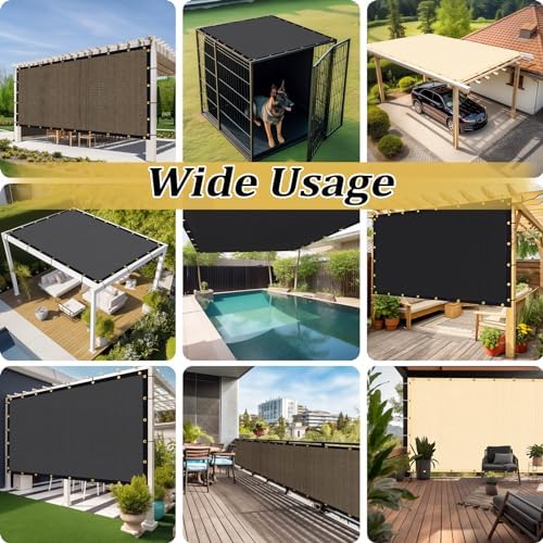 Shade&Beyond Customized Size 16' X 18' Shade Cloth with Grommets, 90% UV Protection UV Protection Mesh Tarp Sun Screens for Patio GN01, Mocha - Image 6