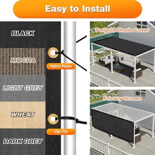 Artpuch Outdoor Pergola Shade Cover 19x21 FT Sun Shade Cloth with Grommets Black 90% UV Protection Canopy Patio Privacy Screen (Customized Available) - Image 5