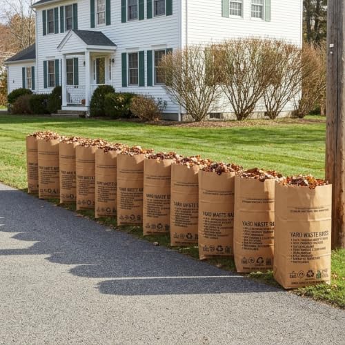 30 Gallon Lawn & Leaf 2-Ply Heavy-Duty Yard Waste Compost Refuse Paper Bags with Necessia Garden Gloves, Eco-Friendly, Tear Resistant, Self Standing, Biodegredable, Made in USA, 25 Count - Image 3