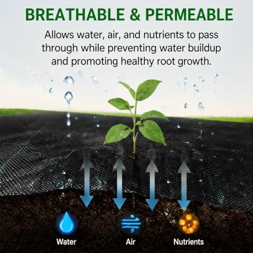HOOPLE 4FT*100FT Premium Landscape Fabric Weed Barrier, Durable & Heavy-Duty, Thick Weed Barrier Fabric, Easy Setup & Superior Weed Control (4ft*100ft fold) - Image 2