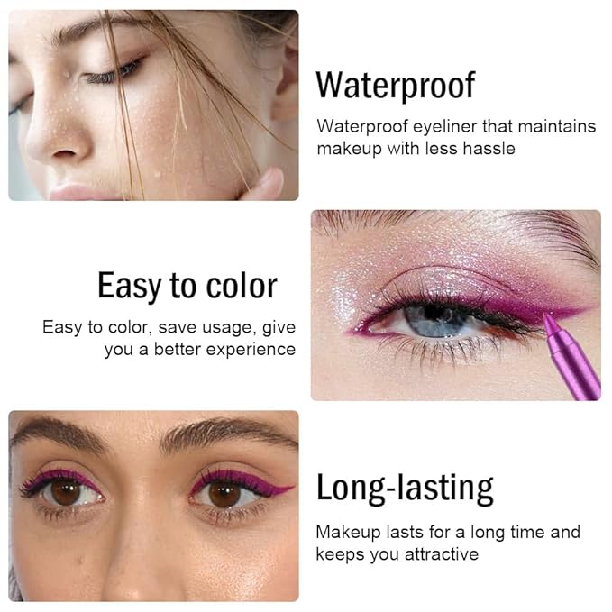 evpct Purple Eyeliner Pencils for Eyes, Grape Lavender Purple Colored Eye Liner Pencil Makeup Waterproof Smudge Proof, Colored Gel Waterline Eyeliner Liquid, Face Eye Paint Stick Halloween Makeup 05