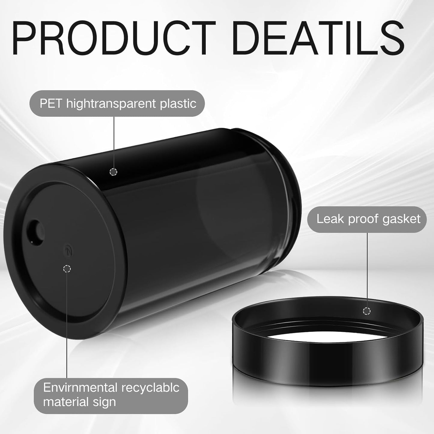 SATINIOR 24 Pieces Empty Clear Plastic Jars with Lids Round Storage Containers Wide Mouth for Beauty Product Cosmetic Cream Lotion Liquid Butter Craft and Food(Black,12 oz)