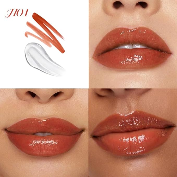 evpct ‌Caramel Red Matte Liquid Lipstick Marker Pen Lip Liner Set with Lip Oil, 2 in 1 Lipgloss Lipstick Long Lasting Waterproof for Women, Longwear Lips Stain 24hr Original Smudge Proof labial