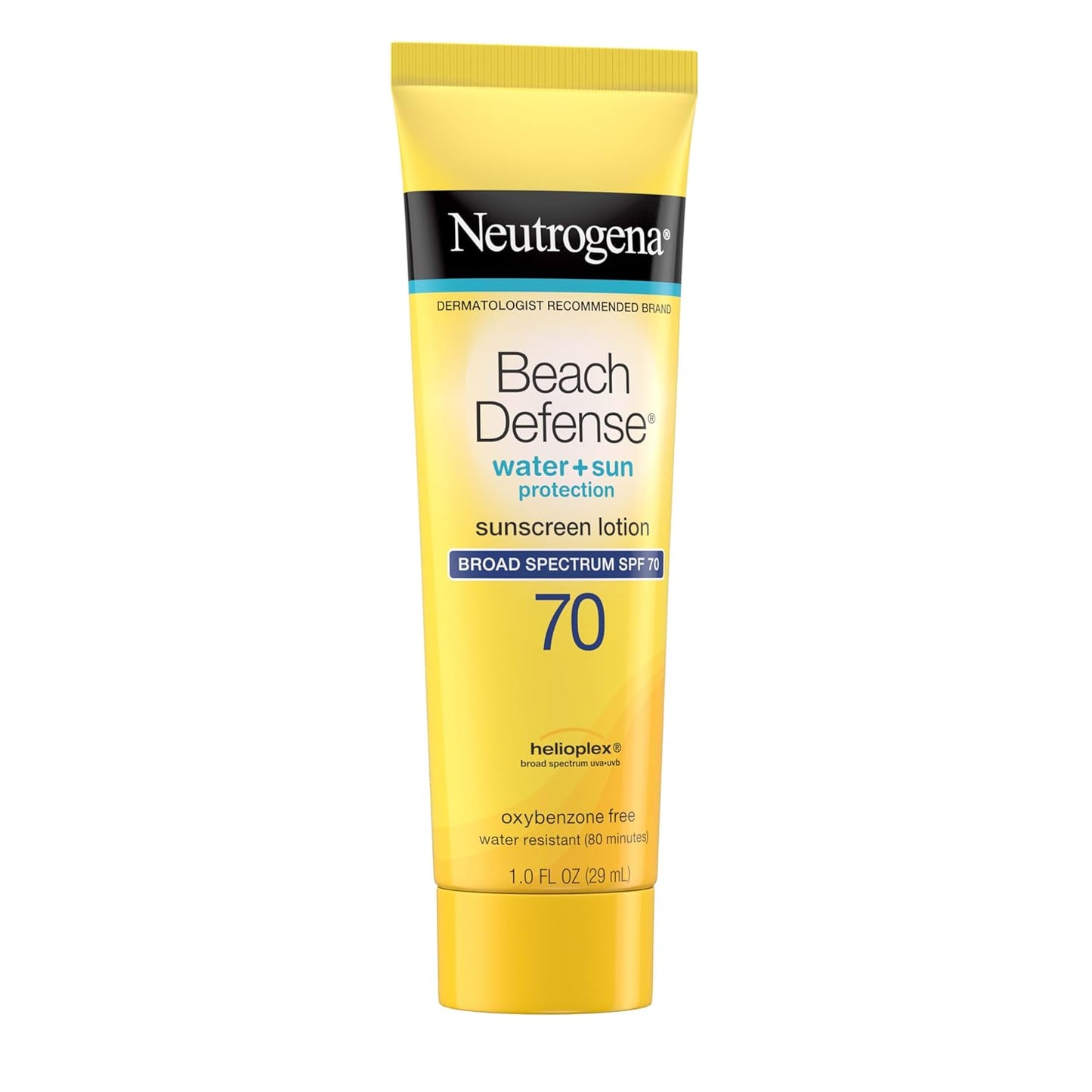 Neutrogena Beach Defense Water Resistant Sunscreen Body Lotion with Broad Spectrum SPF 70, Oil-Free, PABA-Free & Fast-Absorbing, Oxybenzone-Free, Travel Size, 1 oz, 48 Pack