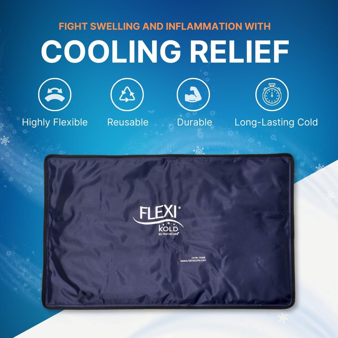 FlexiKold Extra Large Gel Soft Flexible Ice Pack for Injuries – Ice Compress, Ice Pad, & Flat Ice Wrap for Post Surgery for Injuries of Shoulder, HIPS & Full Back – XL – Oversize 13” x 21.5”
