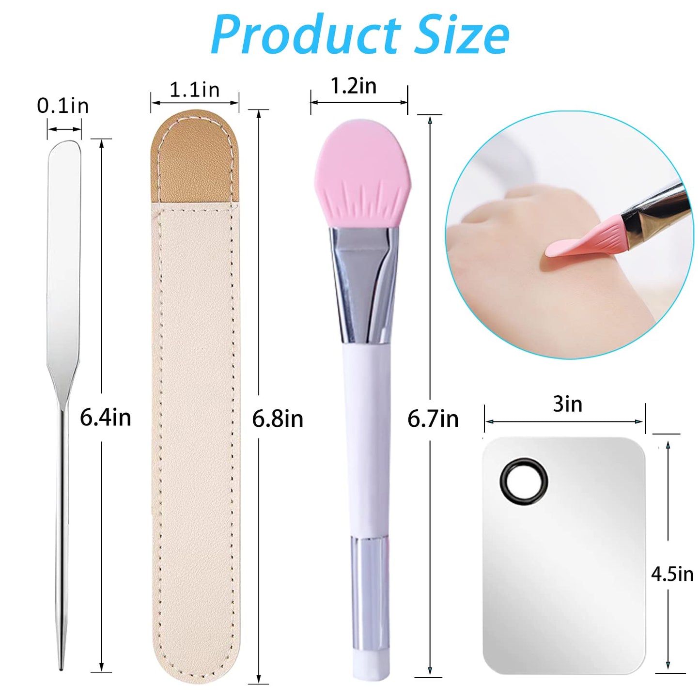 Makeup Spatula,Korean Spatula Makeup Stainless Steel Makeup Spatula and Palette Set,Professional Foundation Spatula Facial Cosmetic Makeup Tool (1 Cosmetic Brush+1Spatula+1 Rectangle Palette)
