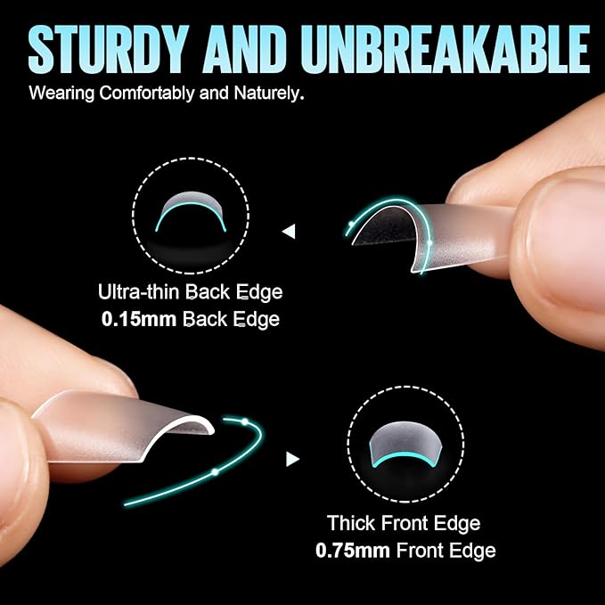 TOMICCA Short Coffin Nail Tips, Acrylic Half Cover Nail Tips Coffin 240Pcs, No C Curve Full Matte Gel Nail Short, Nail Extension Tips for Beginner and Professional 12 Sizes