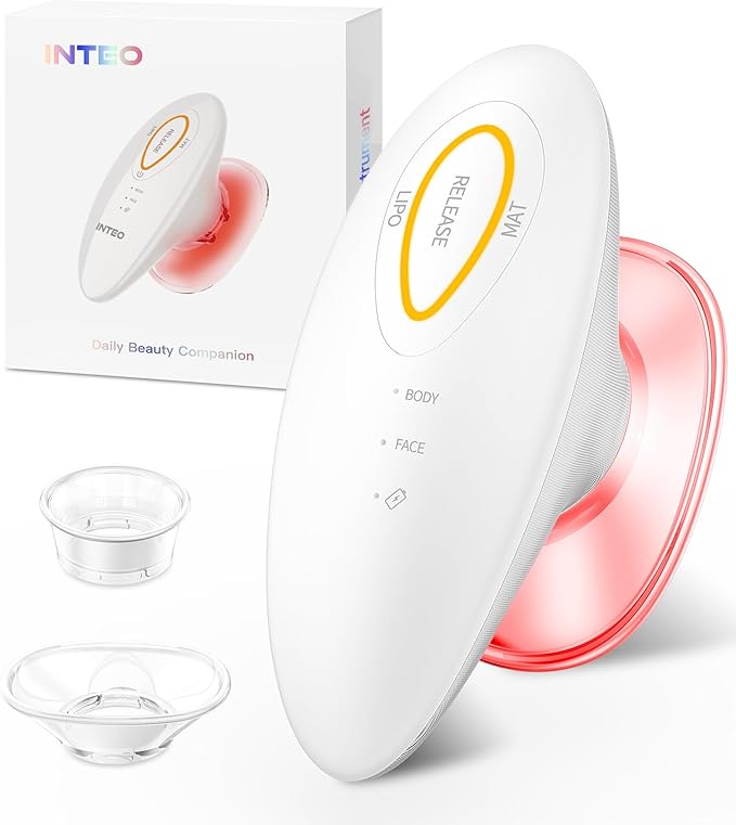 INTEO 3 in 1 Face & Body Sculpting Machine – Rechargeable Beauty Device for Body Contouring, Cellulite Massager Tool with Red Light Therapy for Home Spa or Travel Self-Care