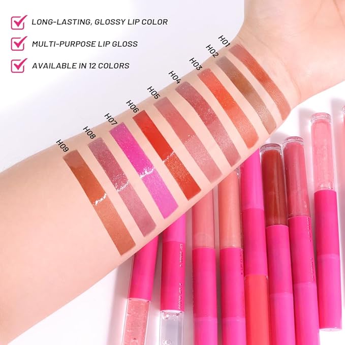 evpct Ruby Red Matte Liquid Lipstick Marker Pen Lip Liner Set with Glitter Lip Oil, 2 in 1 Lipgloss Lipstick Long Lasting Waterproof for Women, Longwear Lips Stain 24hr Original Smudge Proof labial