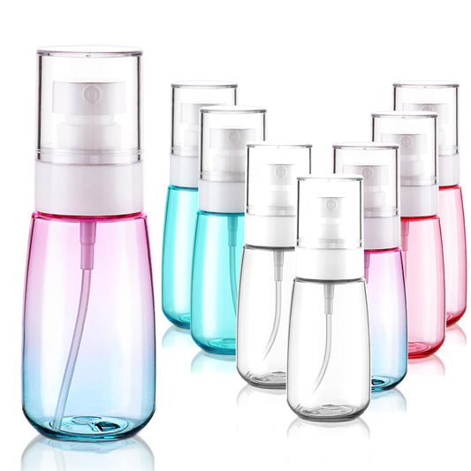 Cosywell Fine Mist Spray Bottles TSA Approved 2oz 60ml 8 Pack Leak Proof Travel Spray Bottle Empty Small Spray Bottles for Perfume Essential Oils Toners Rose Water Cosmetics (8PCS-4Colors)