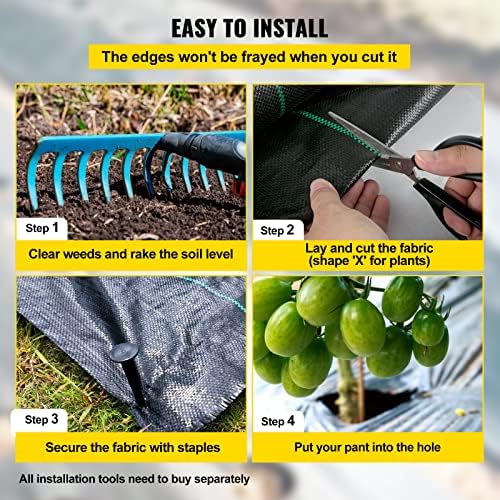 Happybuy 3FTx300FT Weed Barrier Landscape Fabric Heavy Duty 3.2OZ, Woven Weed Blocker Gardening Mat, Garden Weed Control Fabric, Geotextile Drainage Fabric, Driveway Fabric Landscaping Ground Cover - Image 5