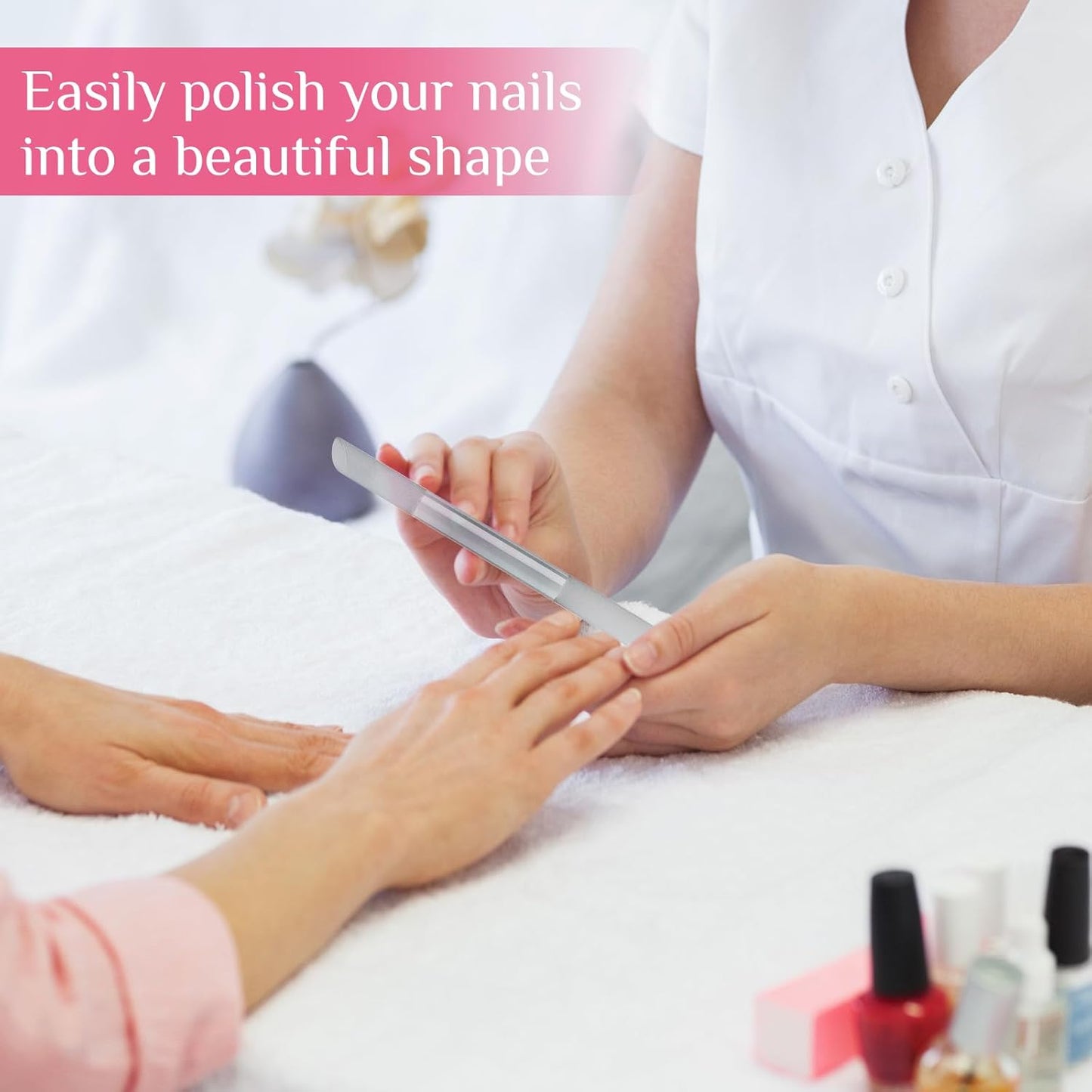 Maitys 6 Pieces Glass Cuticle Pusher Glass Cuticle Stick Set Double Sided Crystal Nail Files Precision Manicure Pedicure Pusher Tools(Dark Gray)