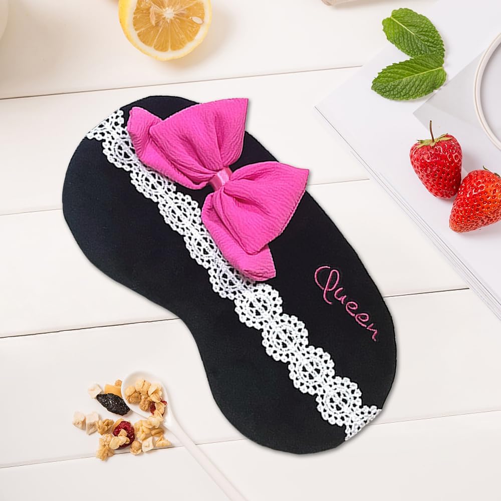 PERFECTSIGHT Bow Sleep Eye Masks, Cute Plush Sleep Eye Cover Lightweight Adjustable Eyeshade Faux Fur Mask Cover for Women Men Sleep Travel Nap