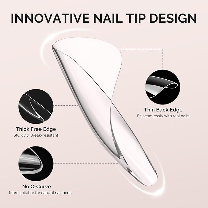 MelodySusie Extra Long Square X Nail Tips - 600Pcs 12 Sizes Clear Acrylic, Half Stick Press on Nails for DIY Extension & Salon Use, Pre-Shaped for Long-Lasting Manicure,Fall Winter Nails