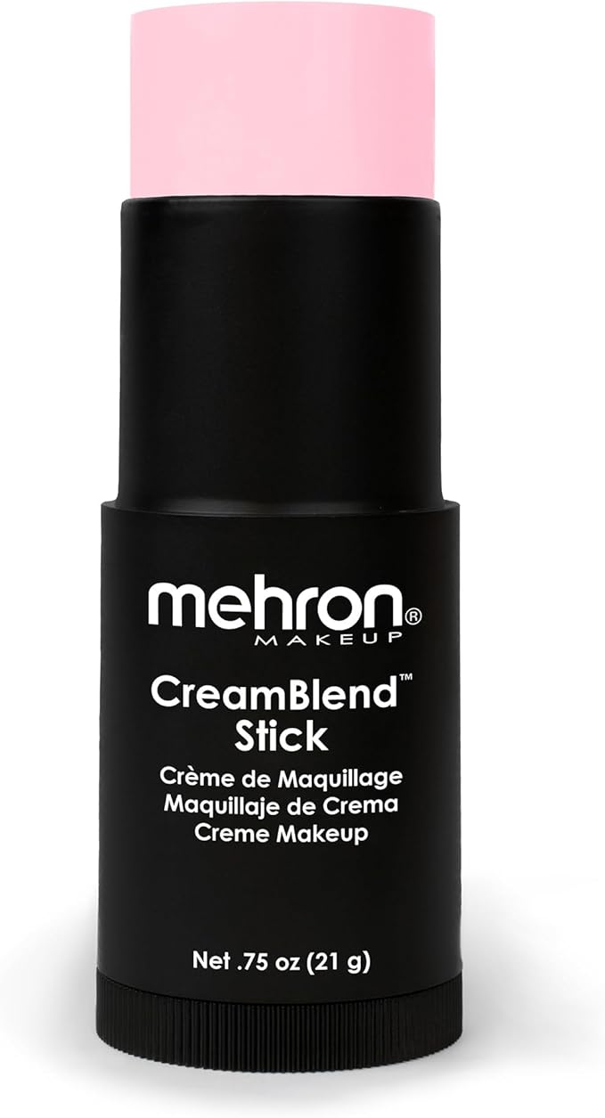 Mehron Makeup CreamBlend Stick | Face Paint, Body Paint, & Foundation Cream Makeup | Perfect for Halloween .75 oz (21 g) (Pastel Pink)